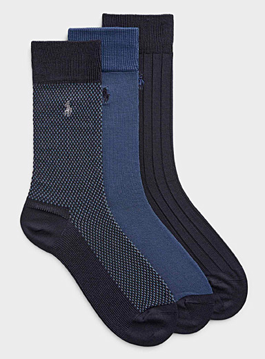 Solid/pattern understated dress socks 3-pack