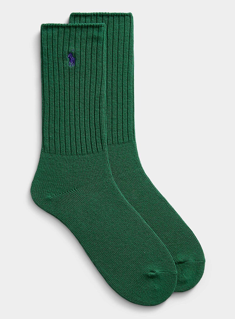 Polo Ralph Lauren Green Contrast logo ribbed socks for men