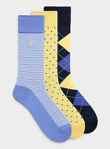 Les chaussettes habill&eacute;es losanges/lignes/pois Emballage de 3
