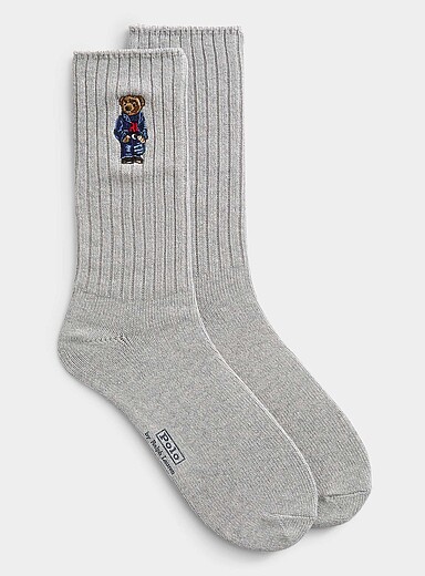 La chaussette c&ocirc;tel&eacute;e broderie ourson