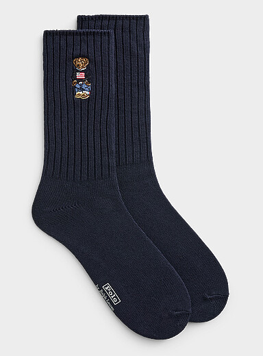 La chaussette c&ocirc;tel&eacute;e broderie ourson