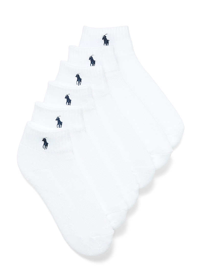 Polo Ralph Lauren: Les chaussettes courtes logos brodés Ensemble de 6 Blanc pour femme