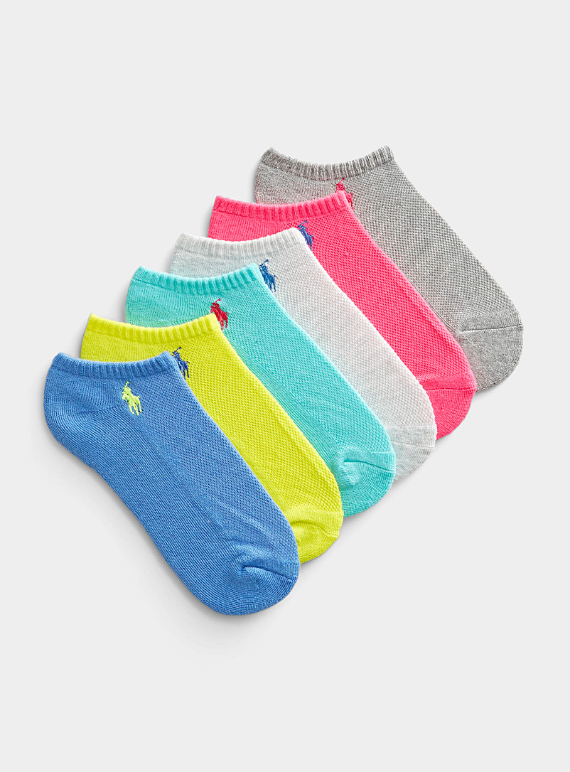 Polo Ralph Lauren Blue Signature coloured ped sock Set of 6 for women
