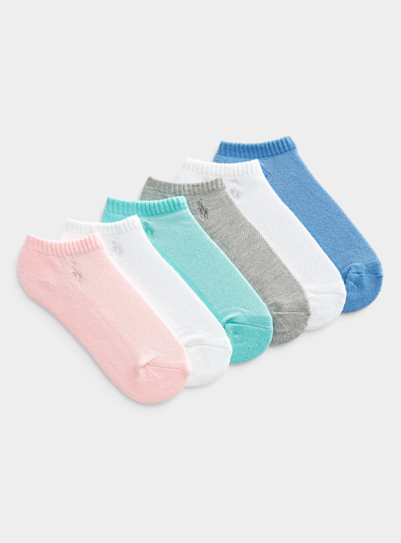 Polo Ralph Lauren Slate Blue Signature coloured ped sock Set of 6 for women