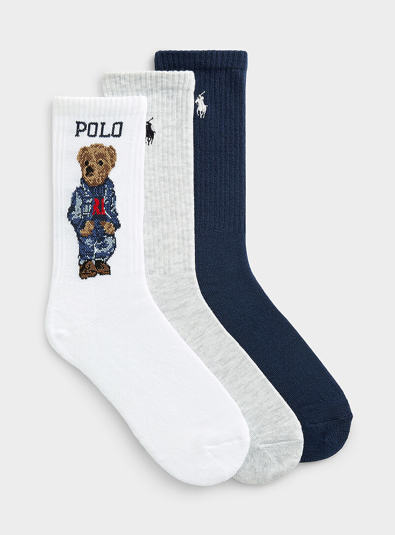Bear/signature Embroidery Socks 3-Pack