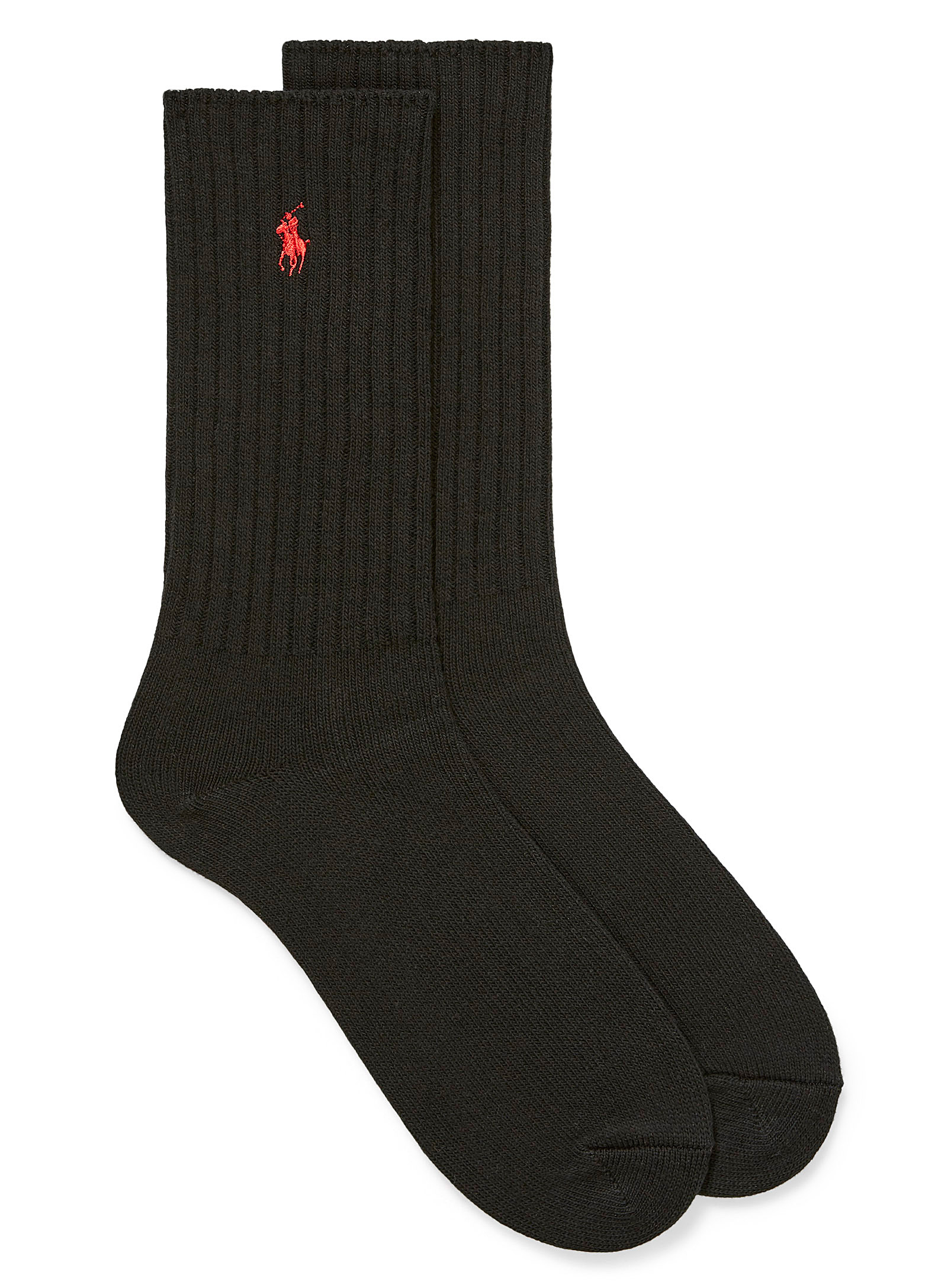 Polo Ralph Lauren Signature Solid Ribbed Socks In Black