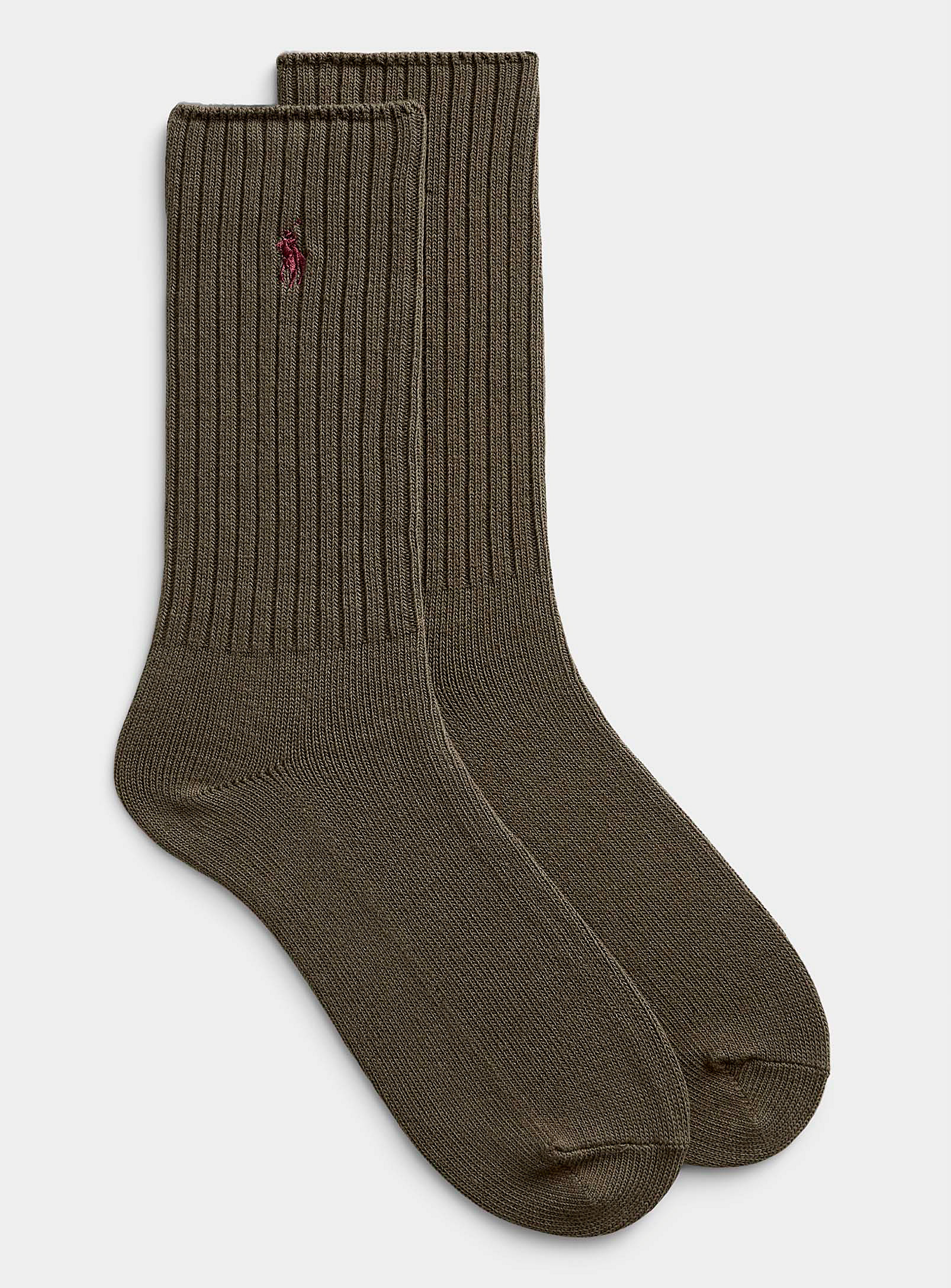 Polo Ralph Lauren Signature Solid Ribbed Socks In Green