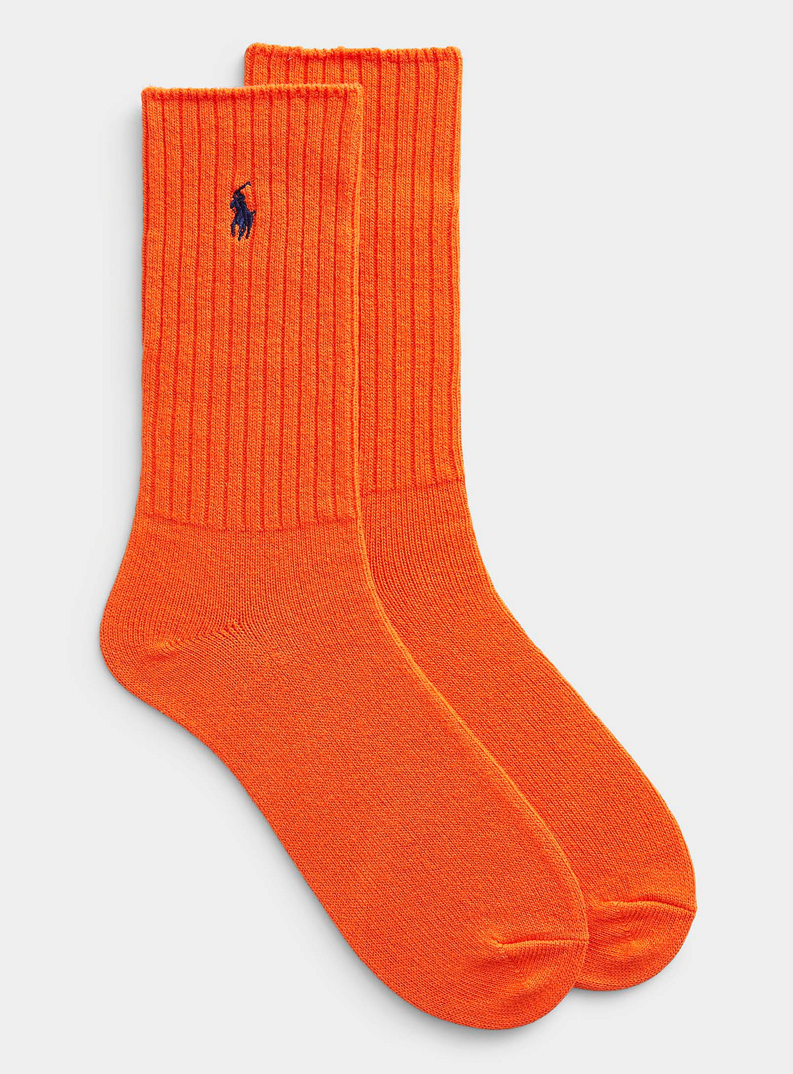 Polo Ralph Lauren Signature Solid Ribbed Socks In Dark Orange