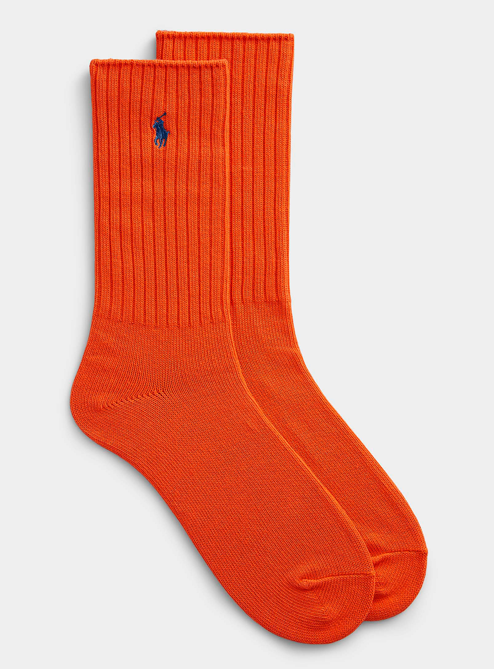 Polo Ralph Lauren Signature Solid Ribbed Socks In Orange