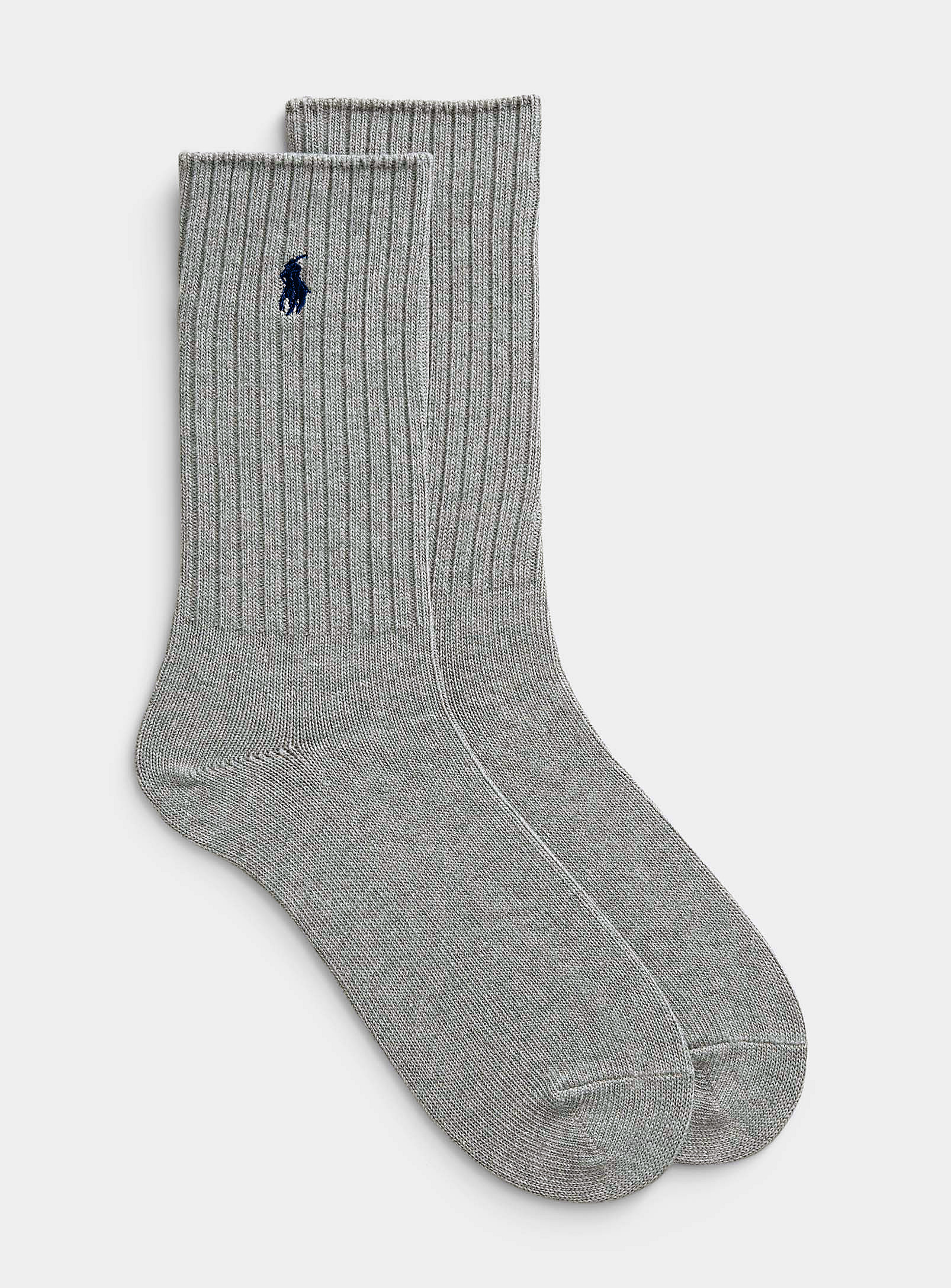 Polo Ralph Lauren Signature Solid Ribbed Socks In Gray