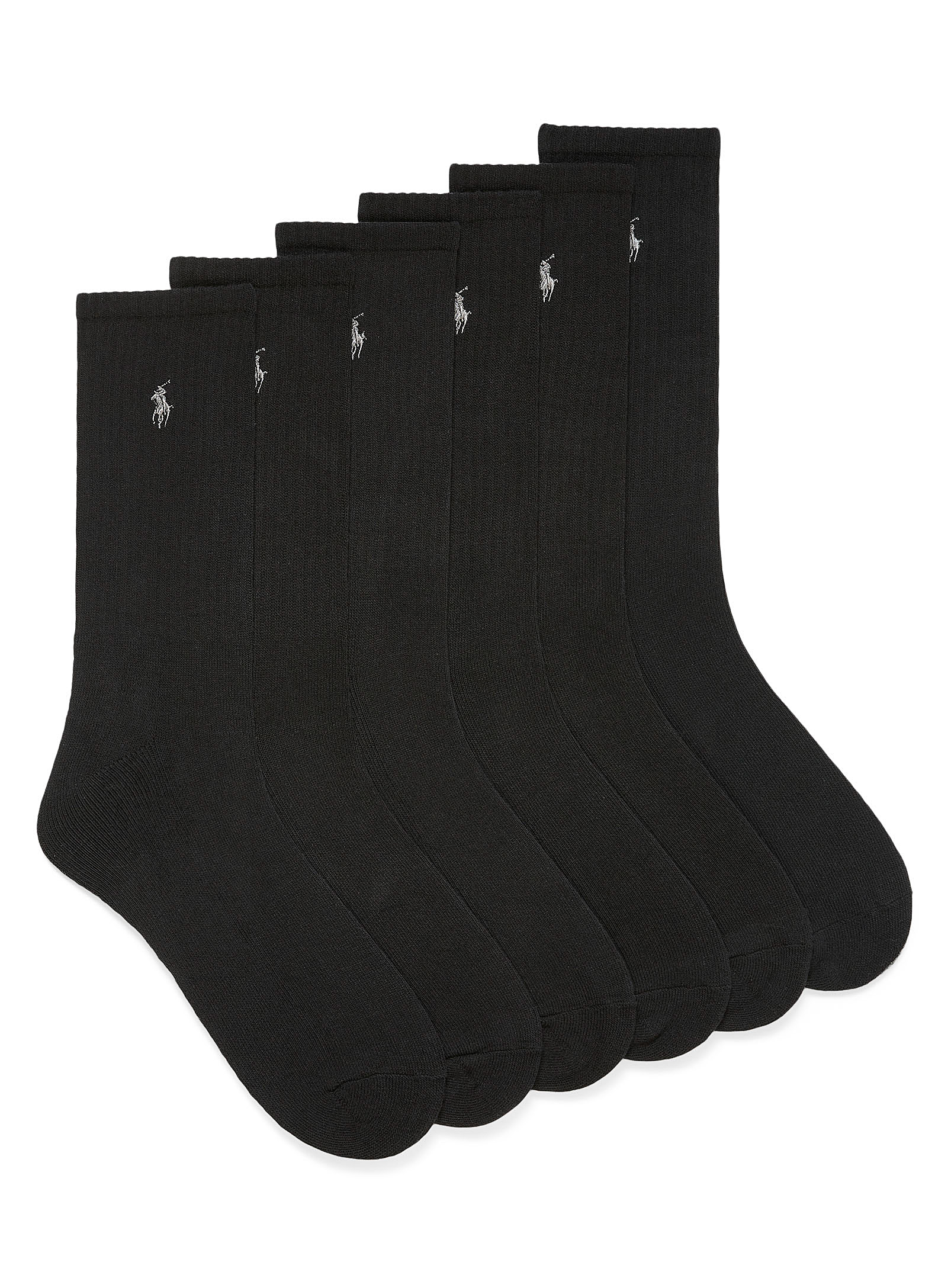 Polo Ralph Lauren Embroidered Logo Ribbed Socks 6-pack In Black