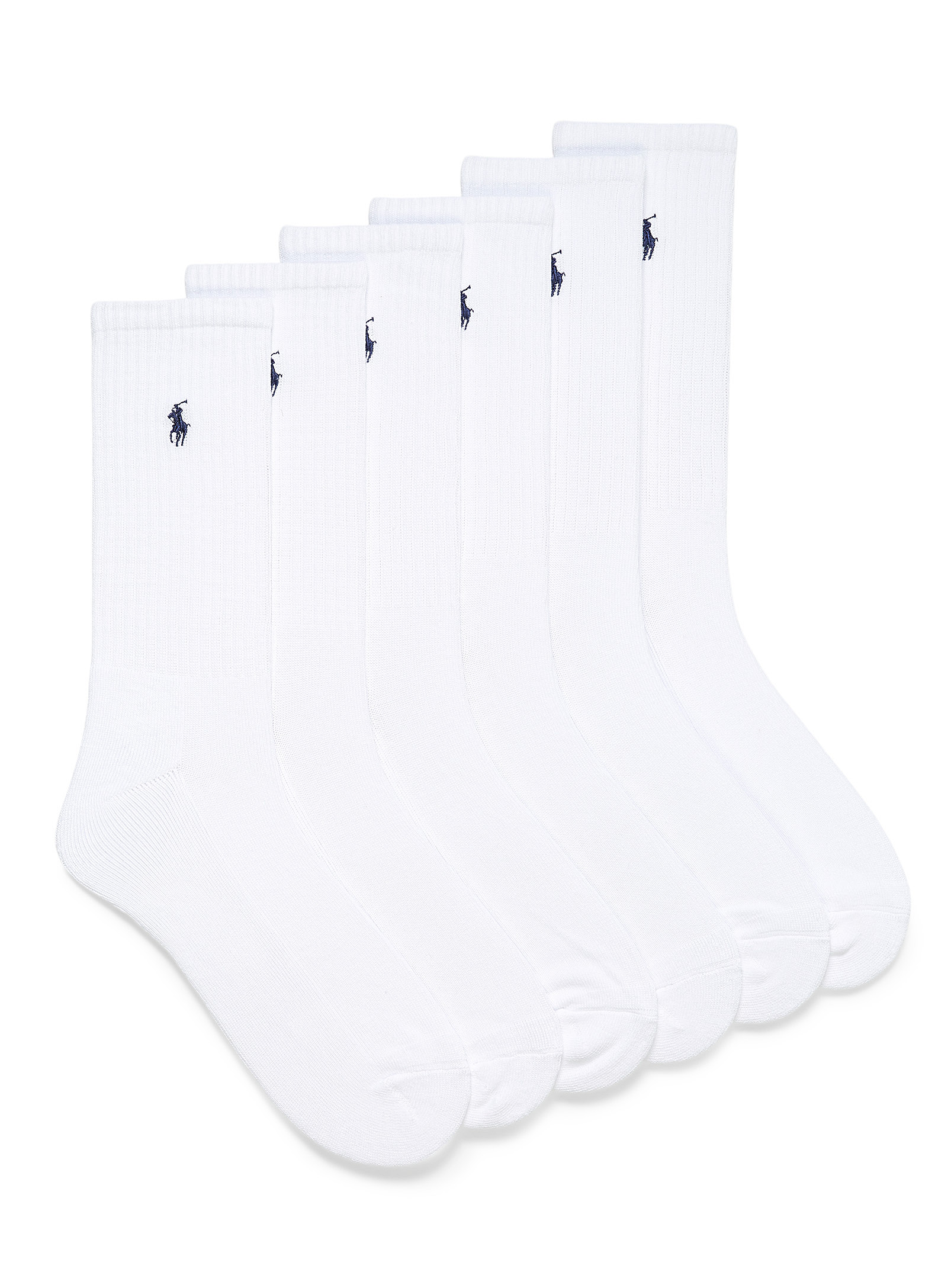 Polo Ralph Lauren Embroidered Logo Ribbed Socks 6-pack In White