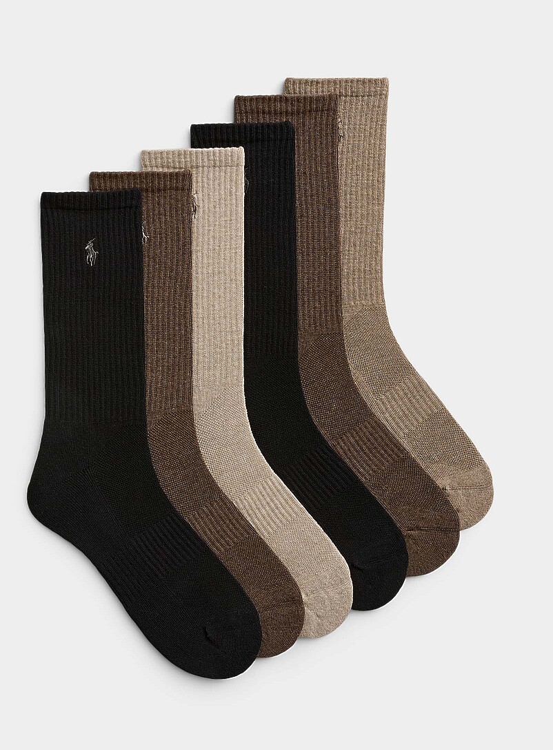 Natural hued ribbed socks 6-pack product image (primary)