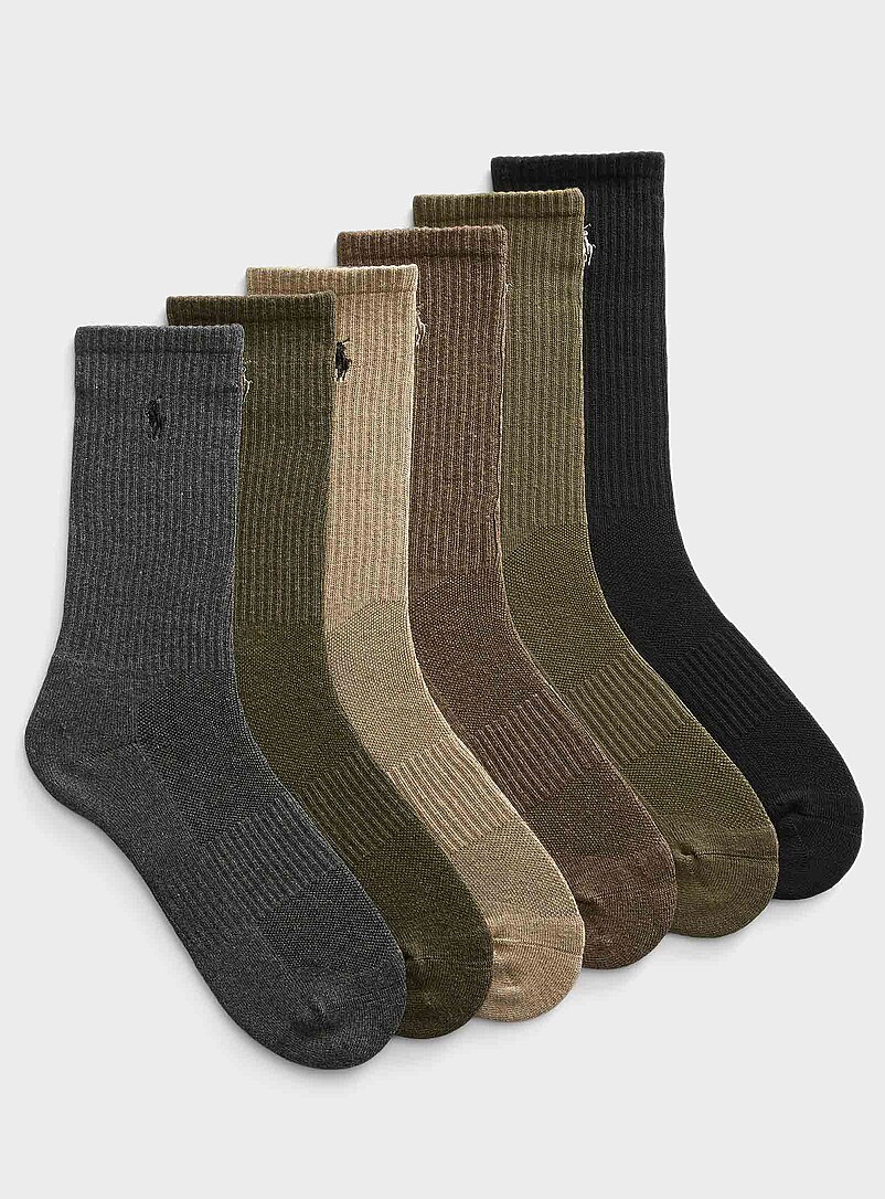 Natural Hued Ribbed Socks 6-Pack