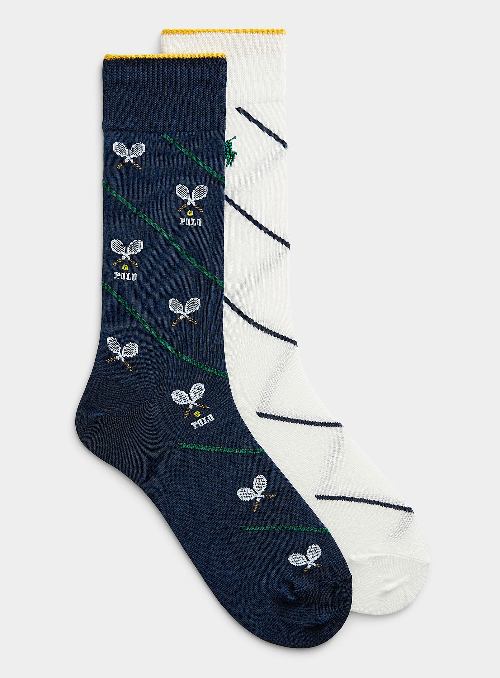 Polo Ralph Lauren Americana Striped Socks 2-pack In Blue
