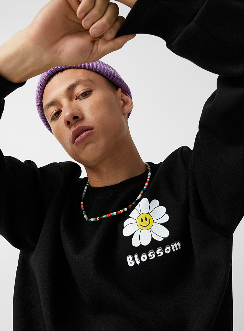 Djab Black Blooming daisy sweatshirt for men