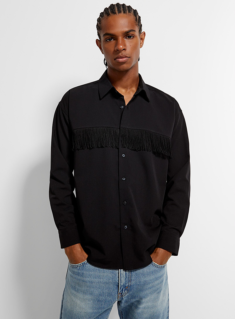Le 31 Black Fringed shirt for men