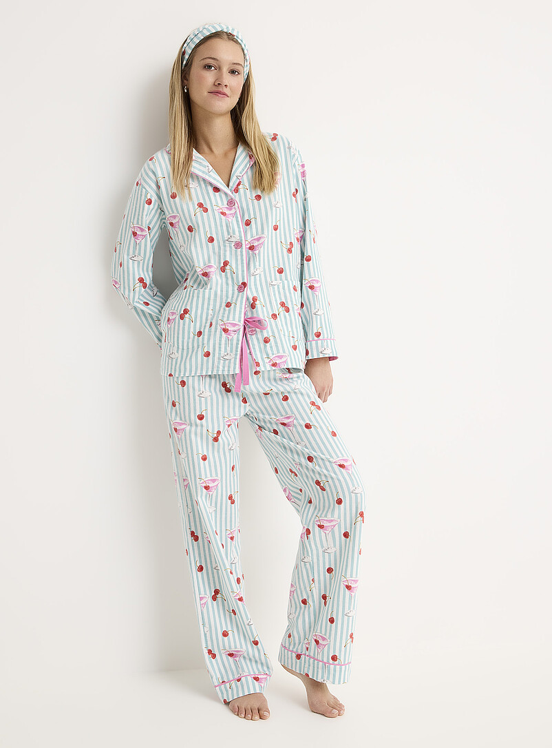 T-shirt pyjama manches longues motif floral imprimé , sable