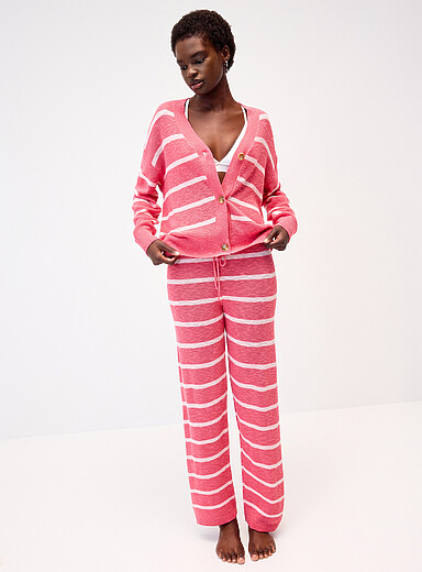 P.J. Salvage Pink Pink stripes knit lounge pant for women