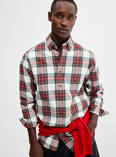 Viyella: La chemise carreau tartan <b>Coupe r&eacute;guli&egrave;re</b> Rouge &agrave; motifs pour homme