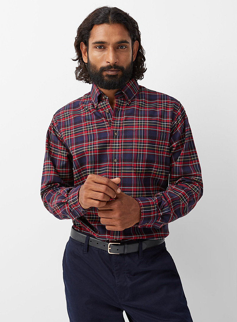 Viyella Red Touch of cashmere red tartan shirt for men