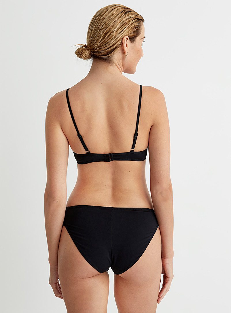 Simons Black Ruched-hip slim bikini bottom for women