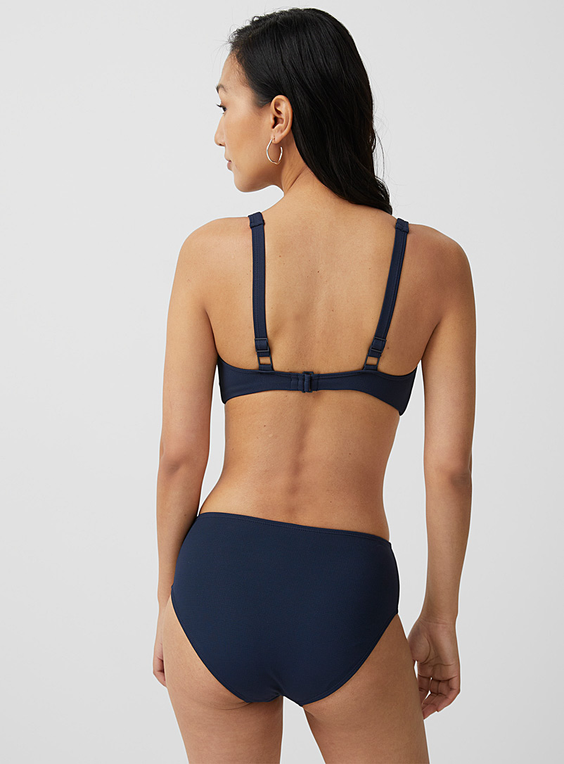 Simons Marine Blue Checked weft high-rise bikini bottom for women