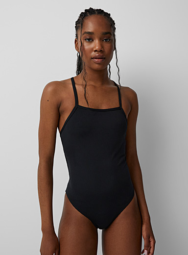 I.FIV5 Black Laced back one-piece for women