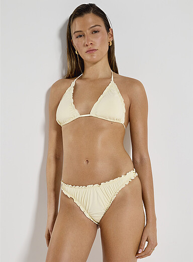 Simons Corn/Vanilla Yellow Ruffle-trim cheekie bikini bottom for women