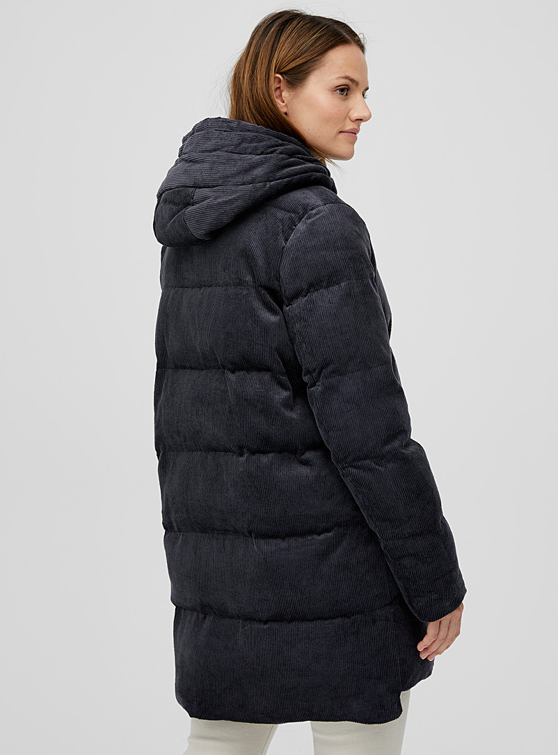 Ecoalf Dark Grey Sarrau corduroy puffer jacket for women