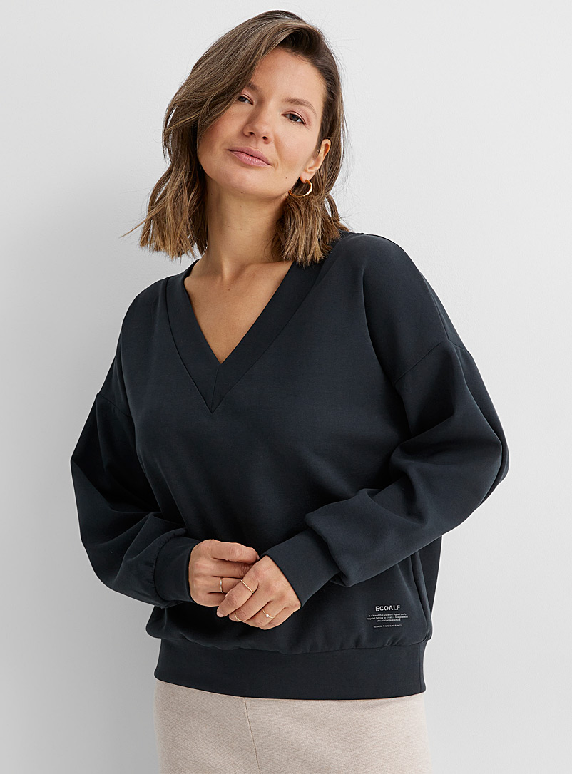 Ecoalf Charcoal Fornells V-neck sweatshirt for women