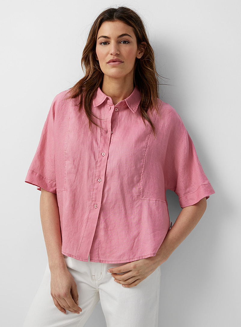 Ecoalf Dusky Pink Tour kimono-sleeve linen shirt for women