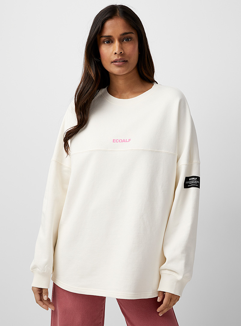 Ecoalf White Newbor pink message oversized sweatshirt for women