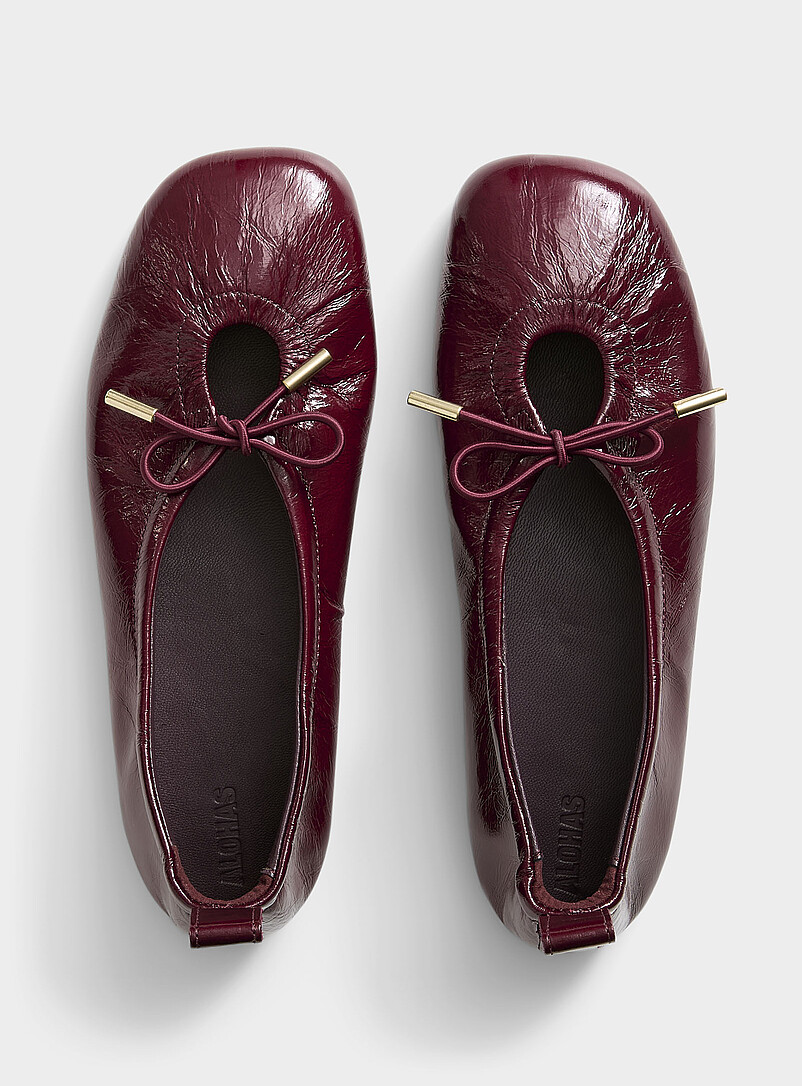 Alohas Ruby/Vermilion Rosalind glossy burgundy leather ballet flats Women for women