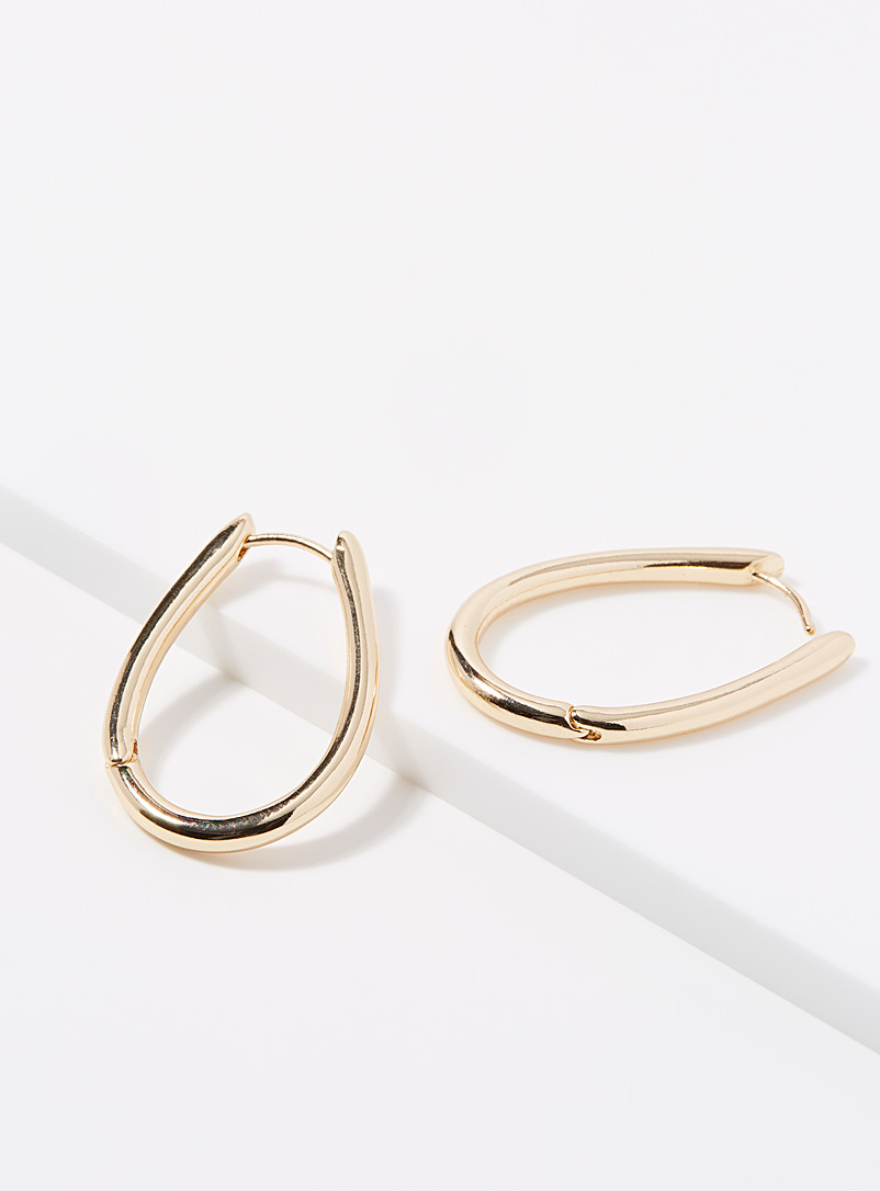 Simons Gold Snap hook metallic earrings for women