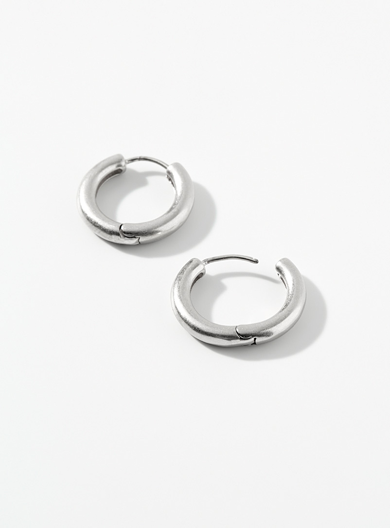 Simons Silver Brushed hoops for women