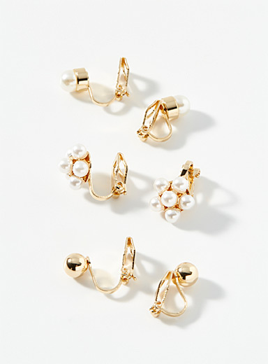 Les boucles d'oreilles perles intemporelles Ensemble de 3