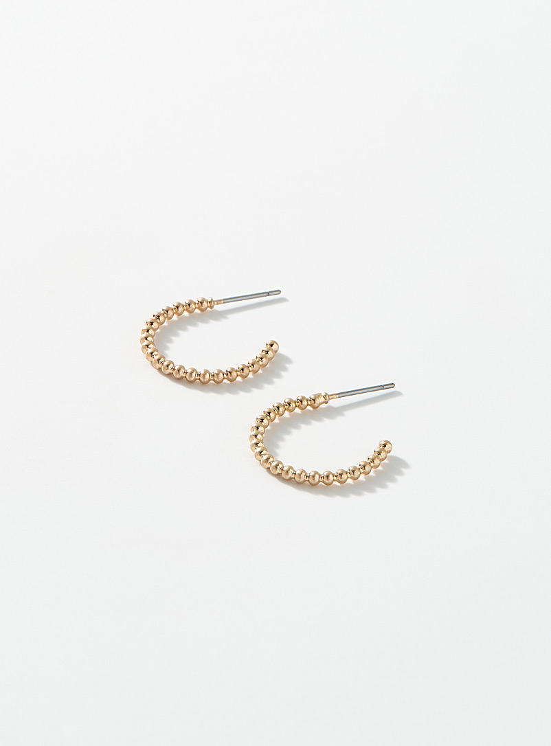 Simons Assorted Small metallic-bead open hoops for women