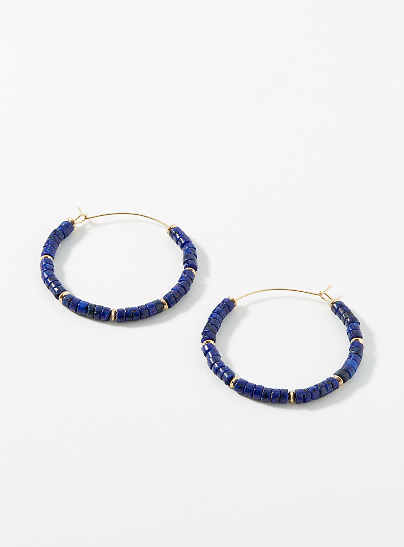 Simons: Les grands anneaux pierres colorées Bleu à motifs pour femme