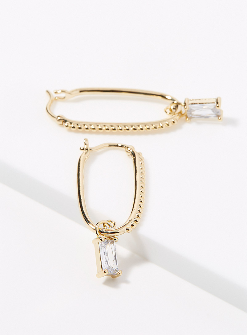 Simons Assorti Gold Crystal oval hoops for women