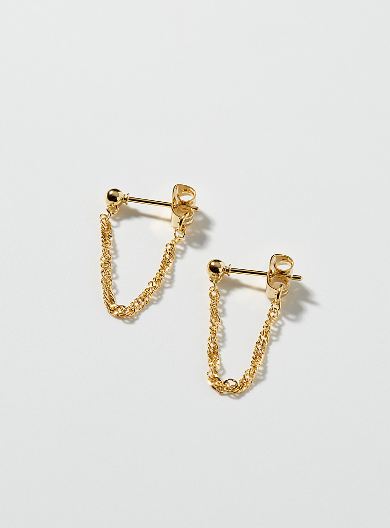 Simons: Les boucles d'oreilles chaînes pendantes dorées Assorti pour femme