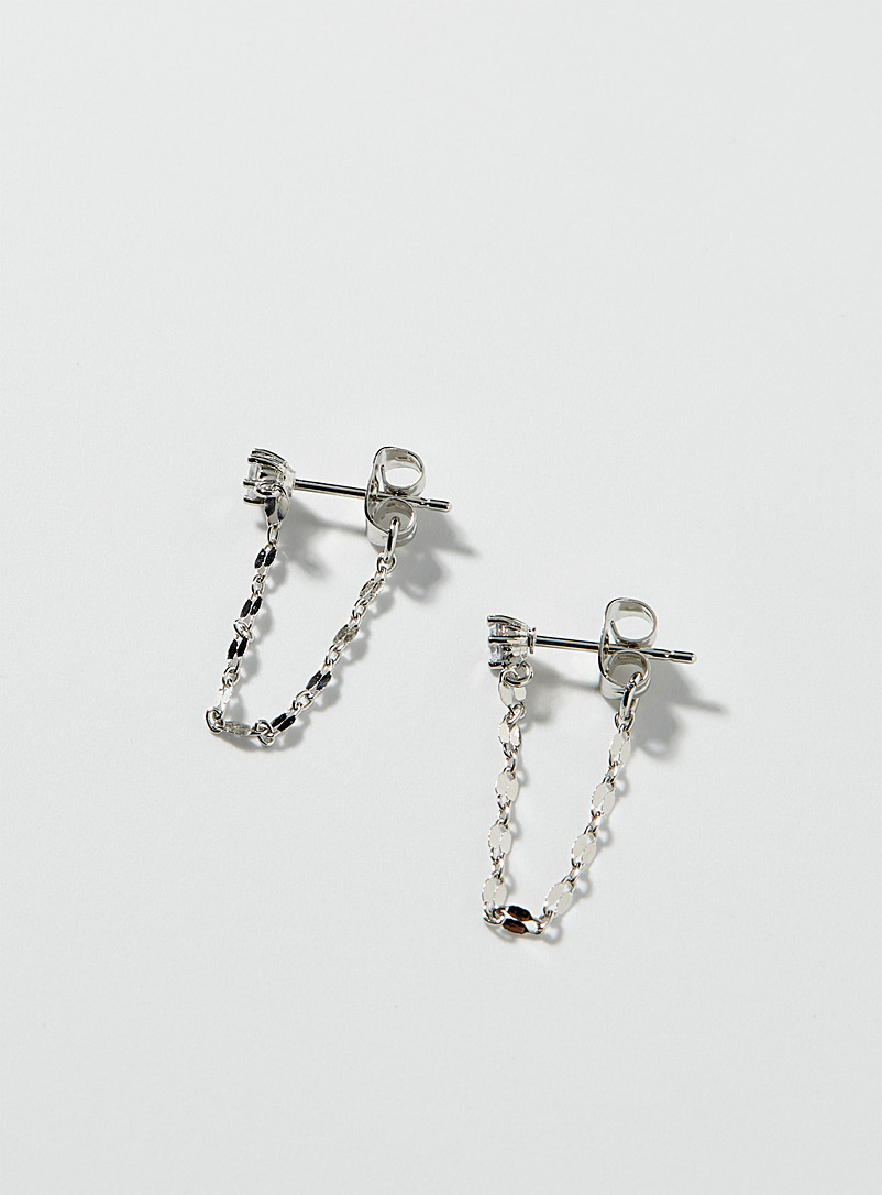 Simons Silver Silvery pendant chain earrings for women
