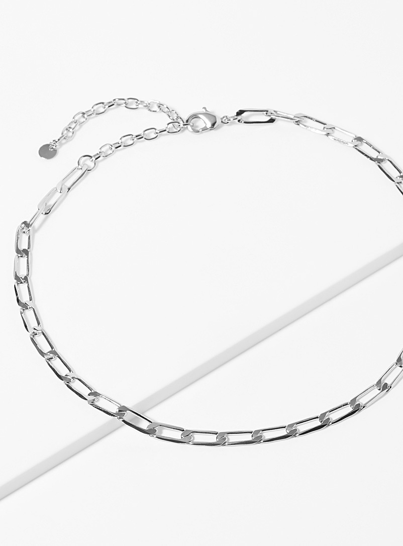 Simons Silver Cable chain choker for women