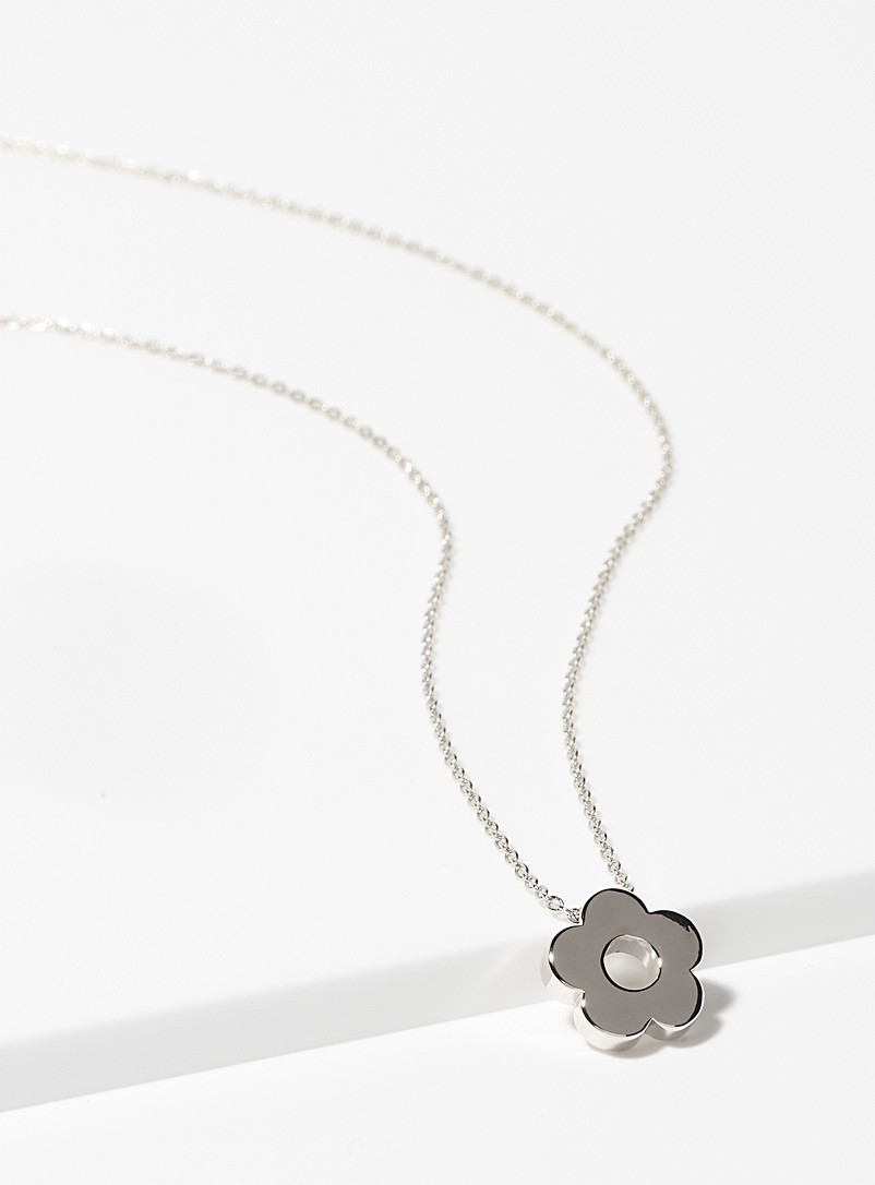 Simons: Le collier floral Argent pour femme