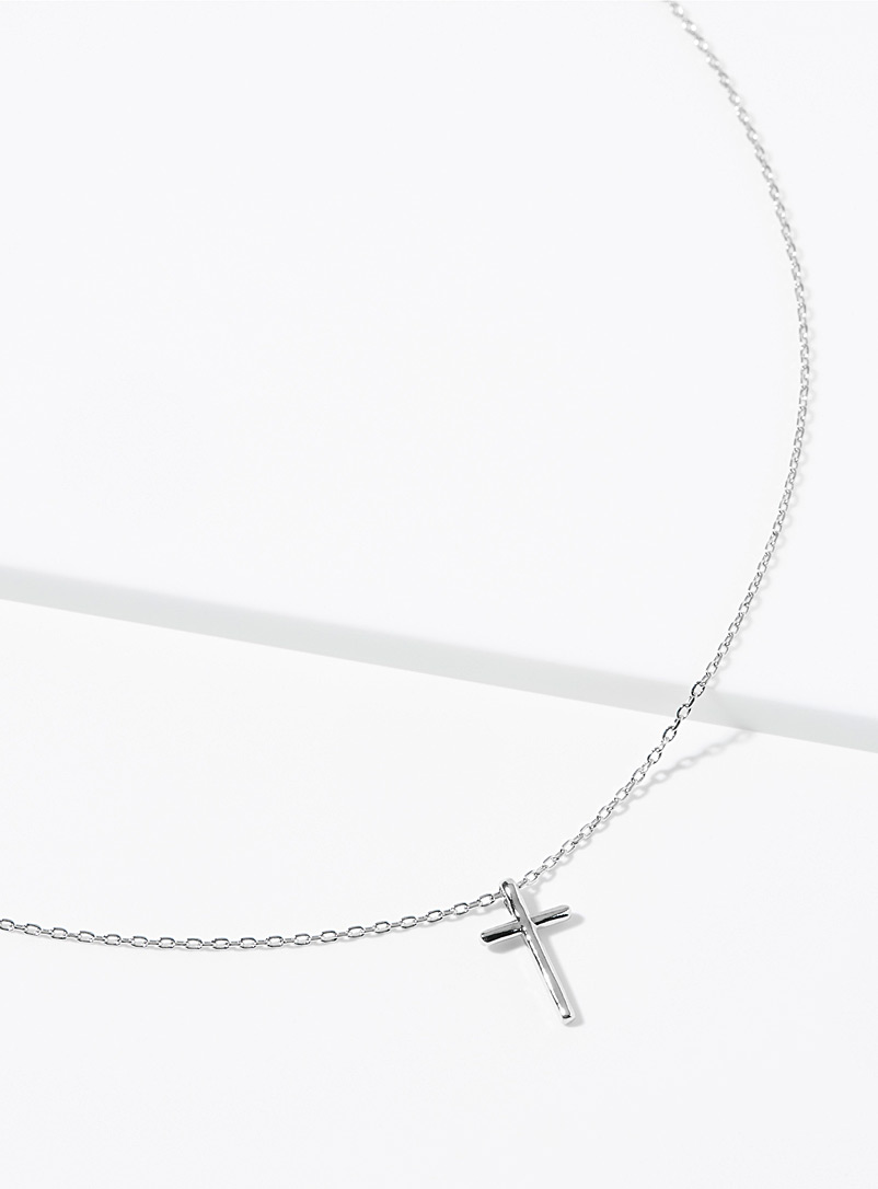 Simons Silver Cross pendant chain for women