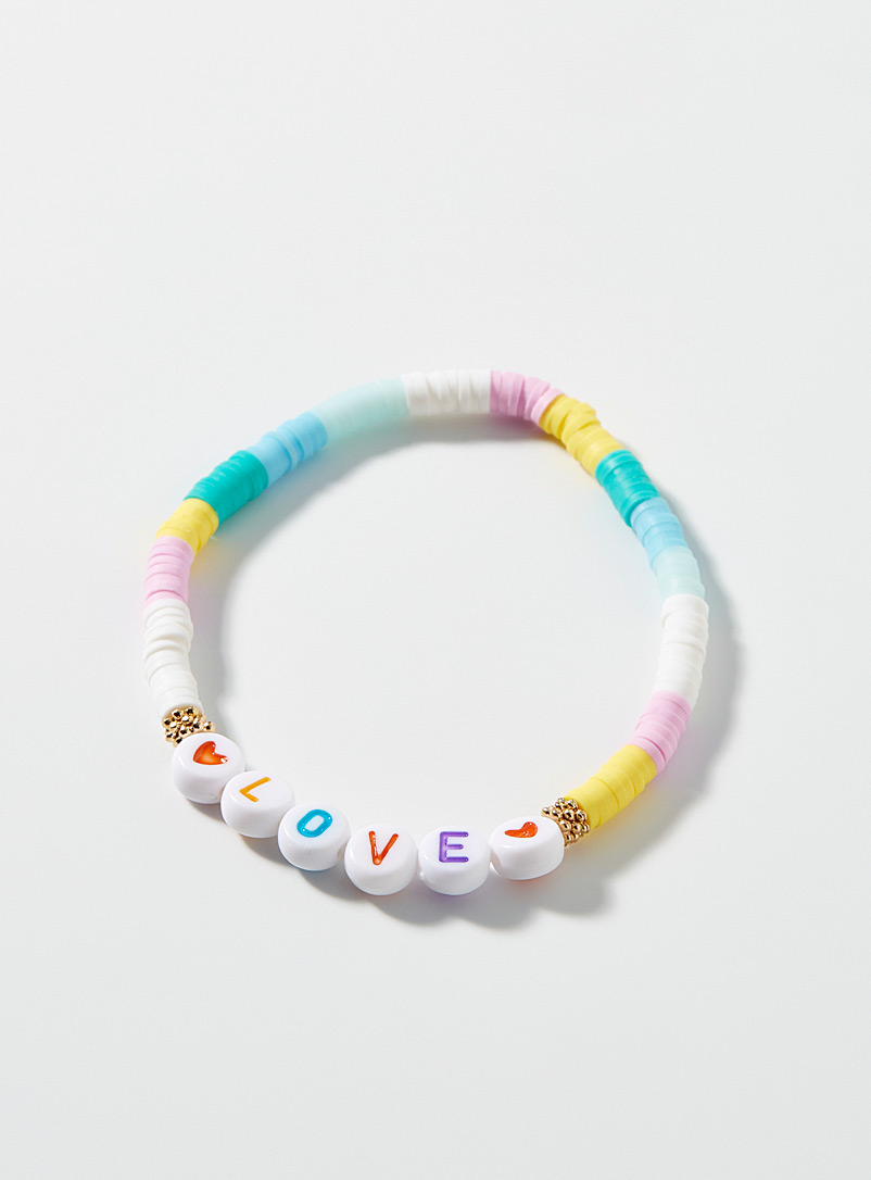 Simons: Le bracelet Love Jaune à motifs pour femme