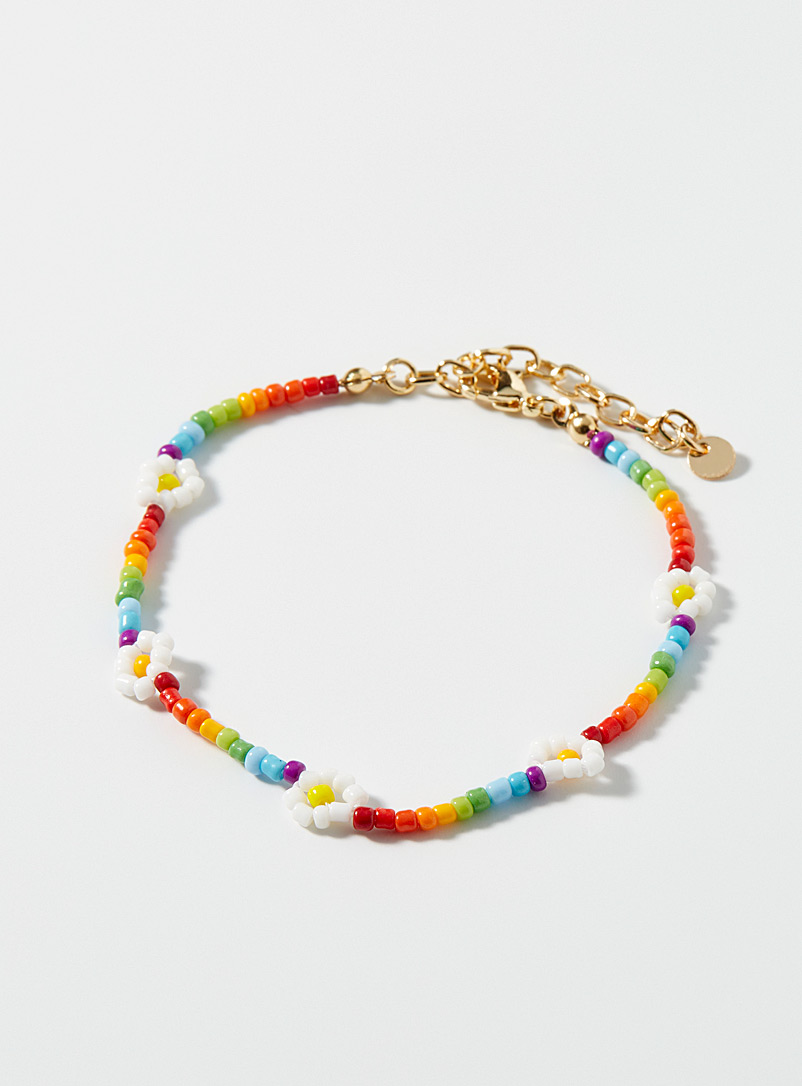 Simons: Le bracelet multicolore petites marguerites Jaune à motifs pour femme