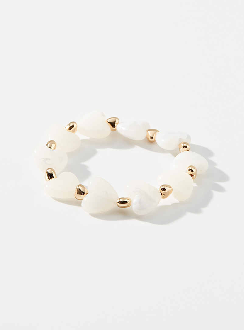 Simons: Le bracelet coeurs précieux Blanc pour femme