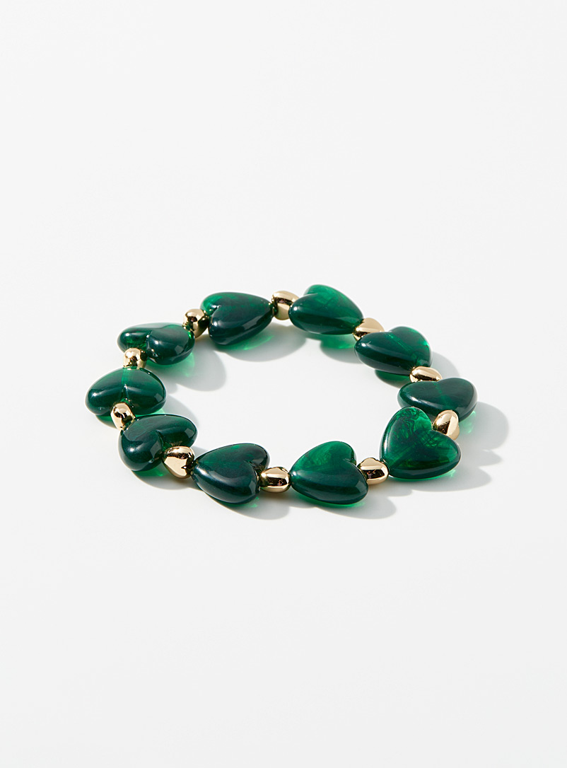Simons: Le bracelet coeurs précieux Vert pour femme