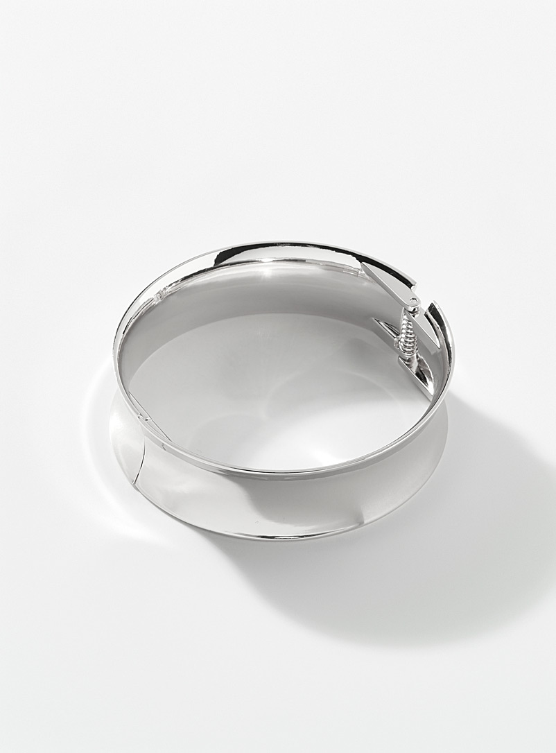 Simons Silver Wide rigid bracelet for women